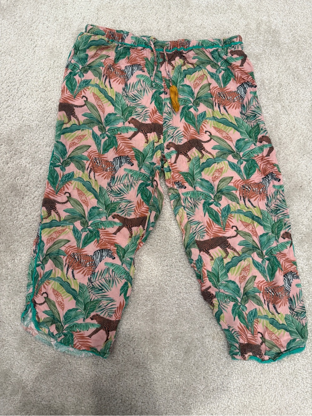 Cost Plus World Market Pink Tropical Leaf & Jungle Animal Pajama Bottoms L/XL